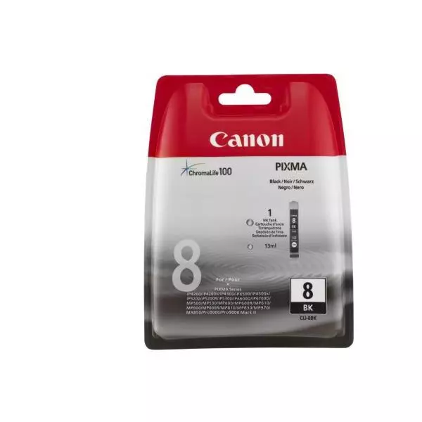 Atramentová náplň Canon CLI-8Bk pre Pixma iP4200/5300/MP500/530/600/610/800 black (400 str.)