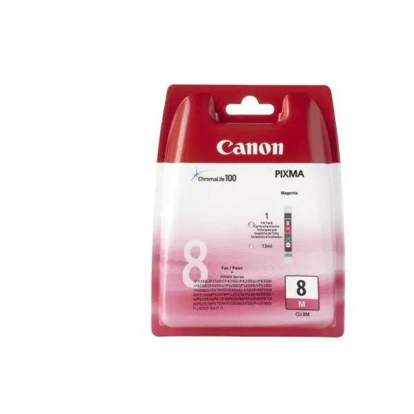 Atramentová náplň Canon CLI-8M pre Pixma iP4200/5300/ MP500/530/600/610/800 magenta (400 str.)