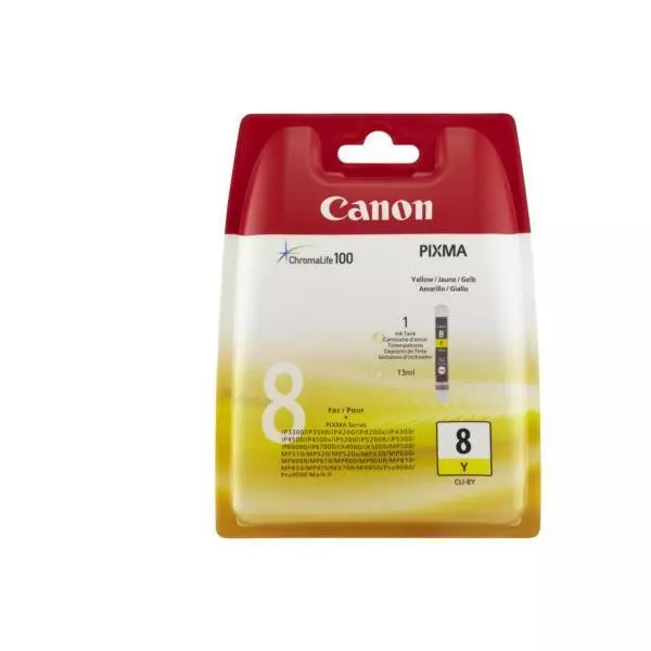 Atramentová náplň Canon CLI-8Y pre Pixma iP4200/5300/MP500/530/600/610/800 yellow (400 str.)