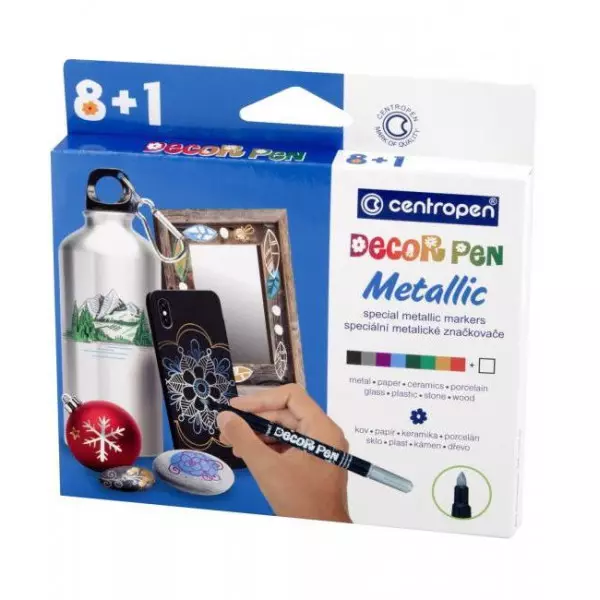 Sada Centropen 2737 Decor pen metallic 8+1ks