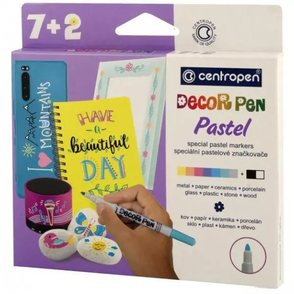 Sada Centropen 2738 Decor pen pastel 7+2ks