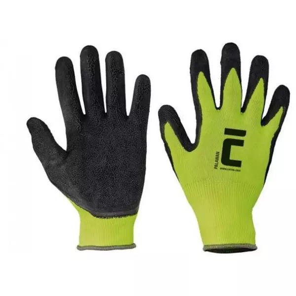 Rukavice nylonové, latexové PALAWAN, čierno/zelené, veľ. 9/L