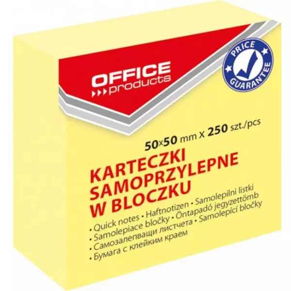 Bloček 50x50mm 250l pastelový žltý