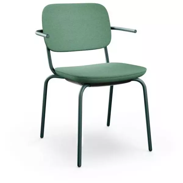 Konferenčná stolička Normo, podrúčky SP, rám RAL6004, látka Medley 67054 zelená