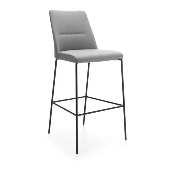 Barová stolička Chic, výška sedu 79 cm, rám čierny, látka Next NX-12 sivá