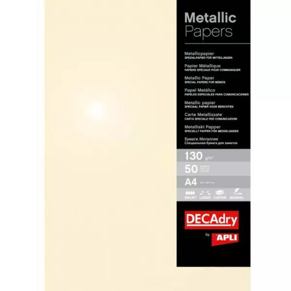 Metalický papier APLI A4 šampanské 130g 50 hárkov