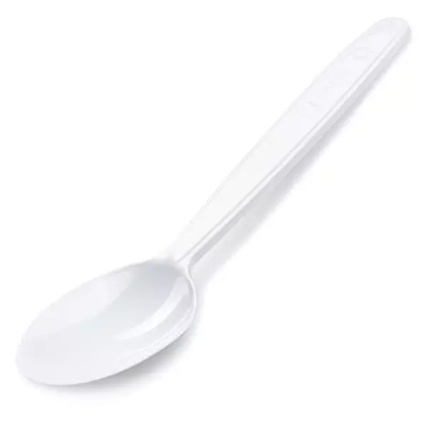 Kávove lyžičky plastové znovu použiteľné biele 13 cm (50 ks)