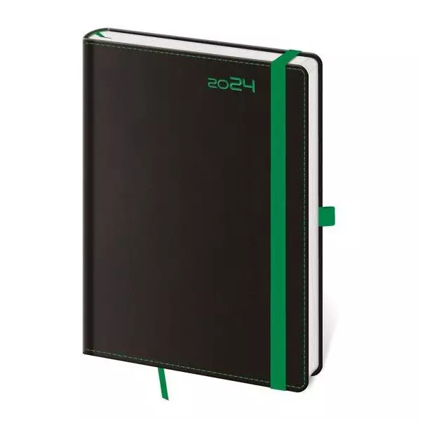 Diár BLACK GREEN denný A5 14,3x20,5cm 2024