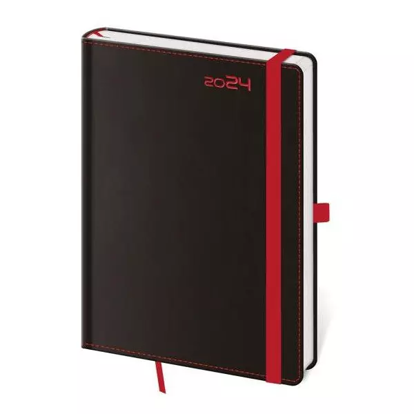 Diár BLACK RED týždenný A5 14,3x20,5cm 2024