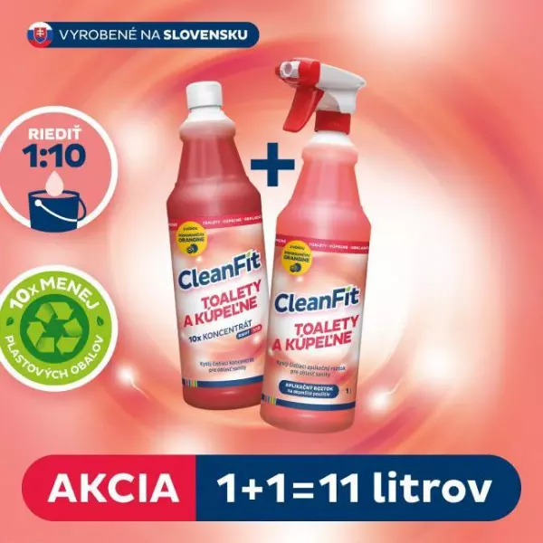 Cleanfit ultrakoncentrát - Toalety a kúpeľne 1+1,11 l