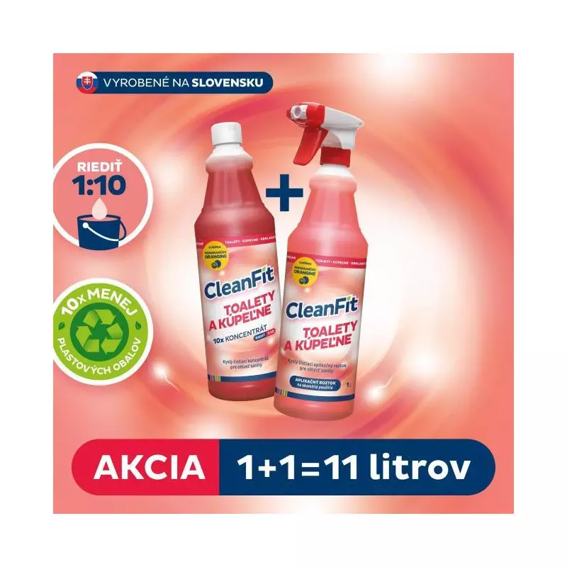 Cleanfit ultrakoncentrát - Toalety a kúpeľne 1+1,11 l Cleanfit ultrakoncentrát - Toalety a kúpeľne 1+1,11 l