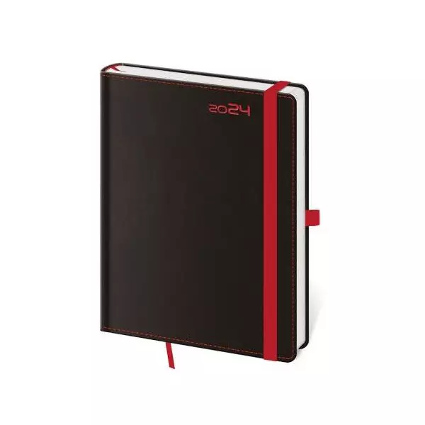 Diár BLACK RED týždenný B6 12x16,5cm 2024
