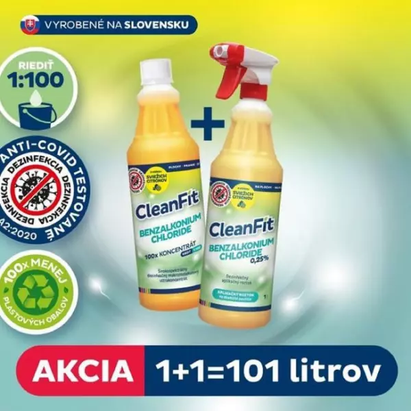 Cleanfit ultrakoncentrát - Benzalkonium Chloride dezinfekčný 1+1,101 l