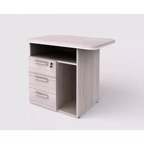 Kontajner prístavný L 3 zásuvky Lenza Wels, nika na PC, 90x76,2x55cm, agát svetlý