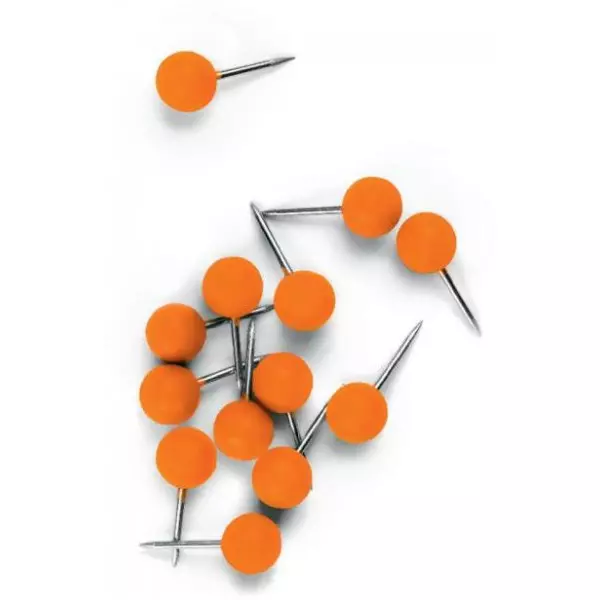 Napichovacie špendlíky NOBO guľaté 6mm oranžové 100ks