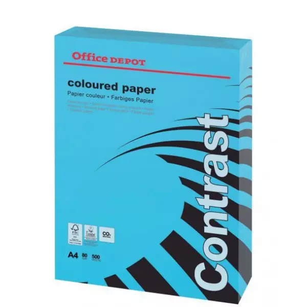 Farebný papier Office Depot Contrast int.modrá,A4 80 g