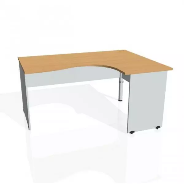 Pracovný stôl Gate, ergo, ľavý, 160x75,5x120 cm, buk/sivá