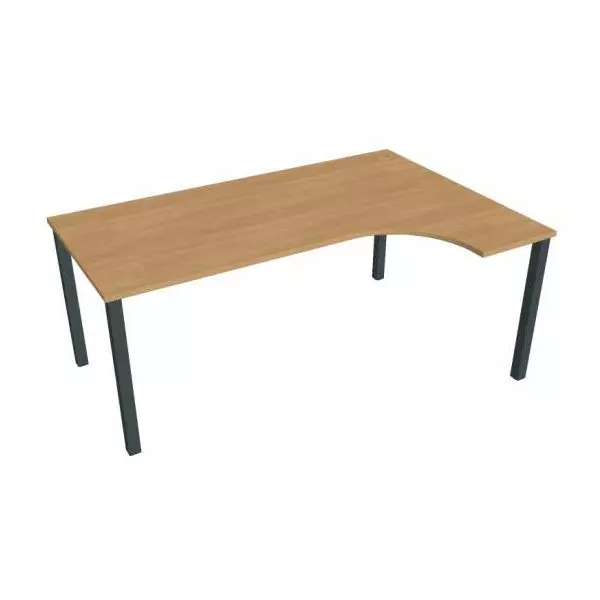 Pracovný stôl Uni, ergo, ľavý, 180x75,5x120 cm, dub/čierna