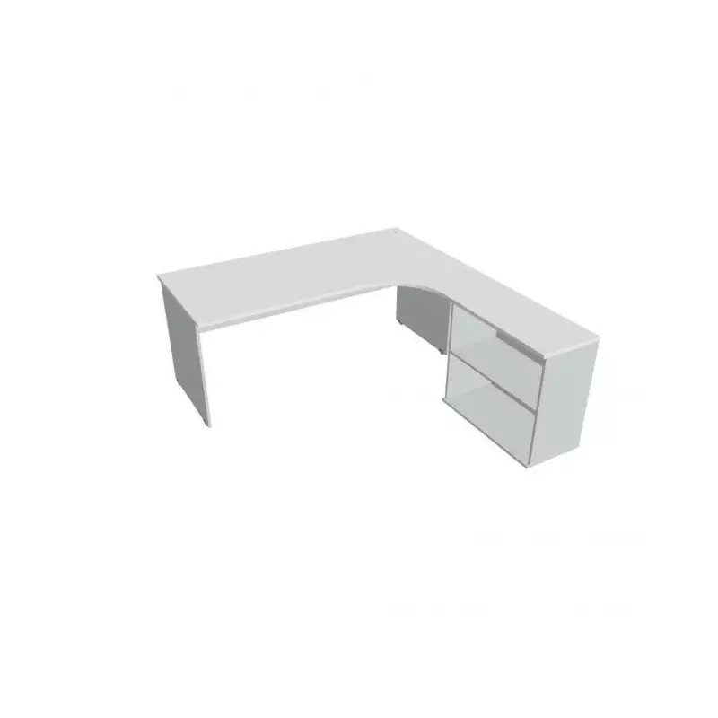 Pracovný stôl Gate, ergo, ľavý, 180x75,5x200 cm, biela/sivá Pracovný stôl Gate, ergo, ľavý, 180x75,5x200 cm, biela/sivá