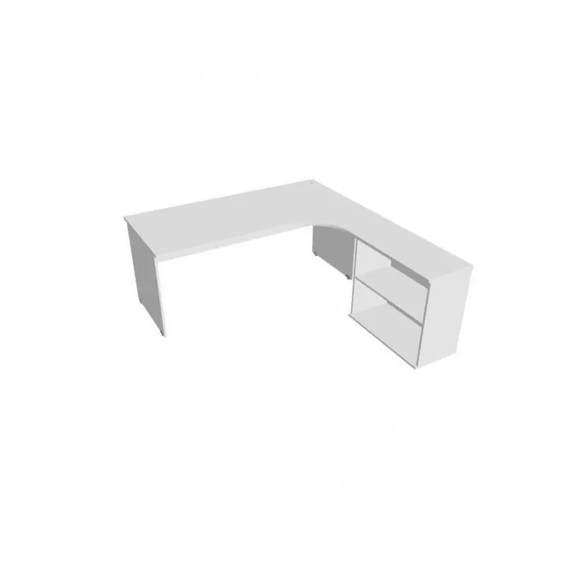 Pracovný stôl Gate, ergo, ľavý, 180x75,5x200 cm, biela/biela Pracovný stôl Gate, ergo, ľavý, 180x75,5x200 cm, biela/biela