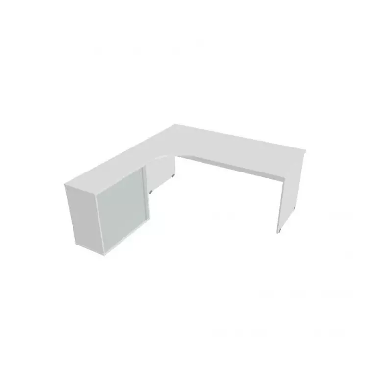 Pracovný stôl Gate, ergo, pravý, 180x75,5x200 cm, biela/biela Pracovný stôl Gate, ergo, pravý, 180x75,5x200 cm, biela/biela