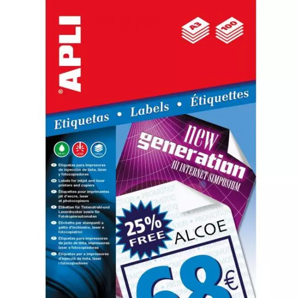 Etikety univerzálne 297x420mm Agipa A3 100 hárkov