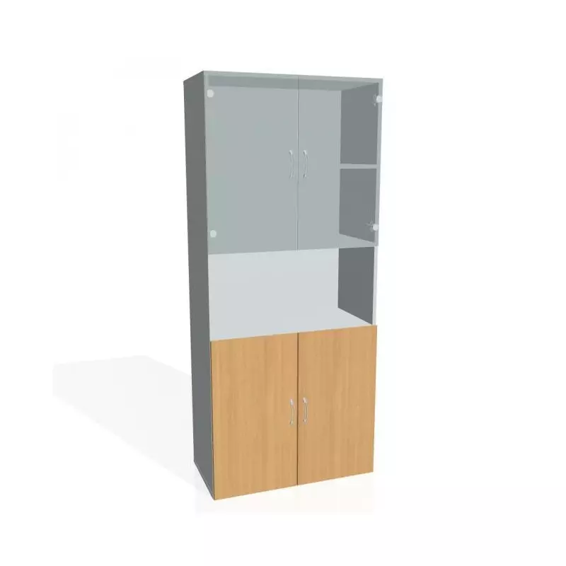 Policová skriňa Drive, 80x185x42 cm, buk/sivá Policová skriňa Drive, 80x185x42 cm, buk/sivá