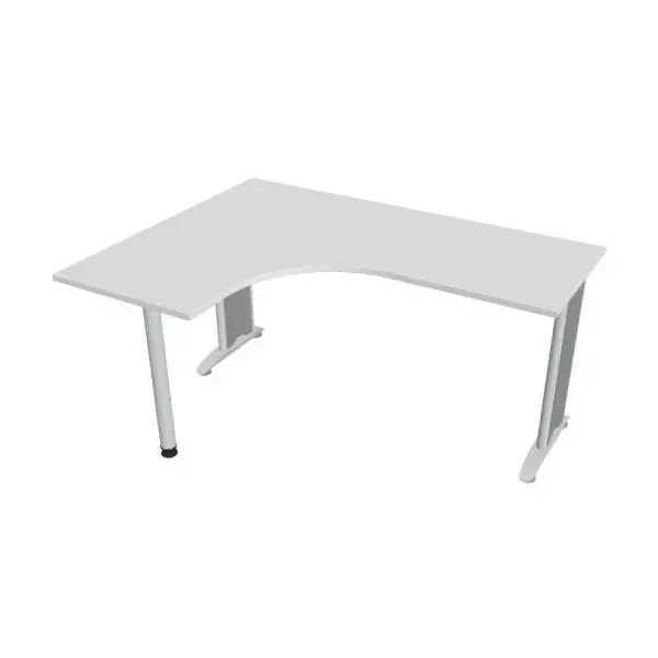 Pracovný stôl Flex, ergo, pravý, 160x75,5x120 (60x60) cm, biela/kov
