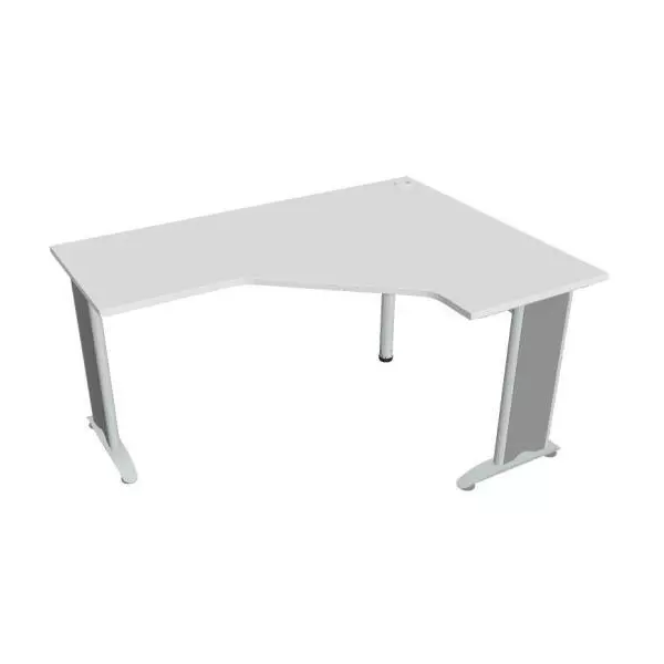 Pracovný stôl Flex, ergo, ľavý, 160x75,5x120 (60x60) cm, biela/kov