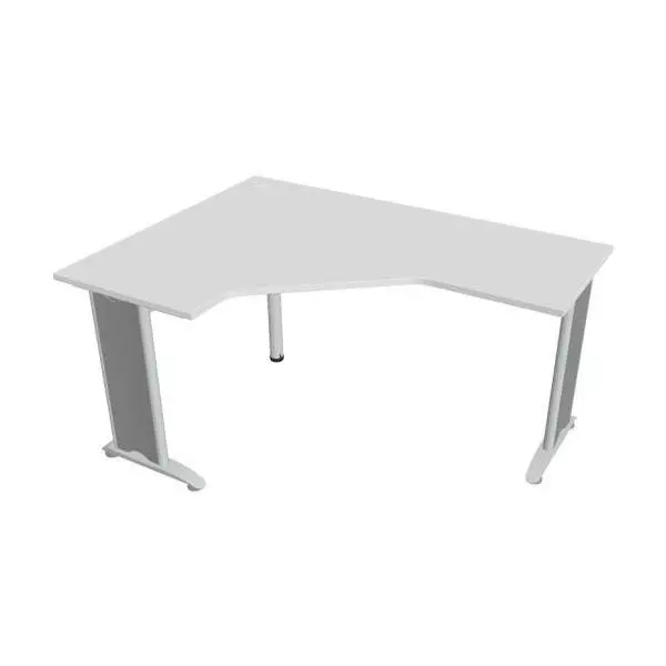 Pracovný stôl Flex, ergo, pravý, 160x75,5x120 (60x60) cm, biela/kov