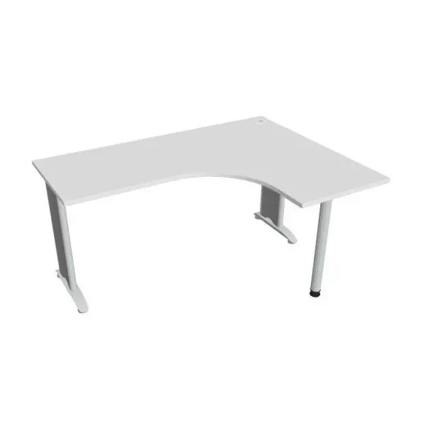 Pracovný stôl Flex, ergo, ľavý, 160x75,5x120 (60x60) cm, biela/kov