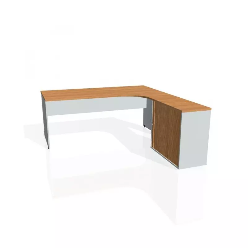 Pracovný stôl Gate, ergo, ľavý, 180x75,5x200 cm, jelša/sivá Pracovný stôl Gate, ergo, ľavý, 180x75,5x200 cm, jelša/sivá