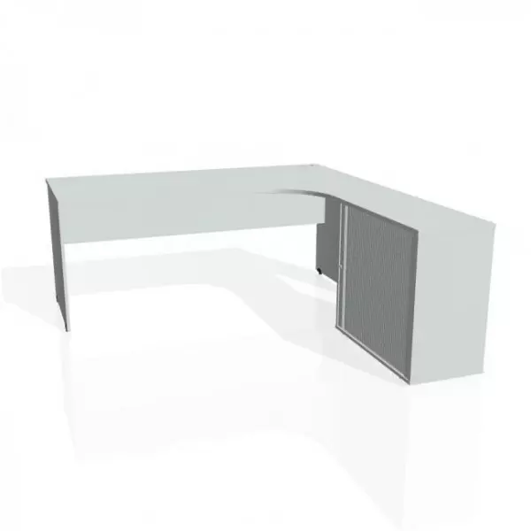 Pracovný stôl Gate, ergo, ľavý, 180x75,5x200 cm, sivá/sivá