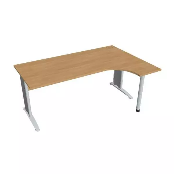 Pracovný stôl Cross, ergo, ľavý, 180x75,5x120 cm, dub/kov