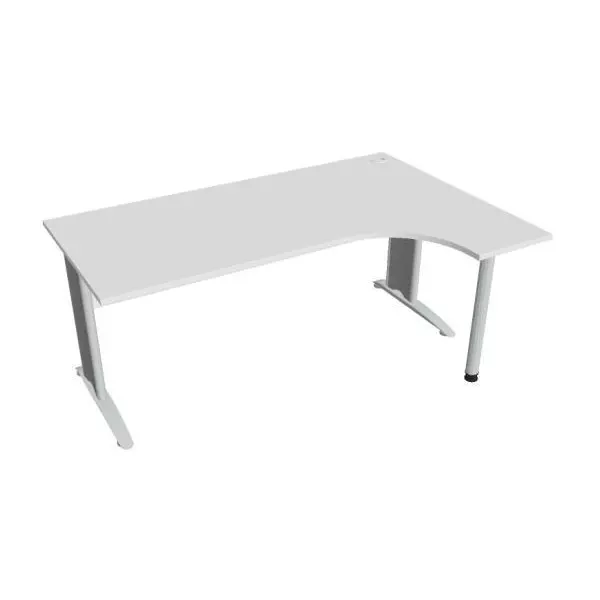 Pracovný stôl Cross, ergo, ľavý, 180x75,5x120 cm, biela/kov