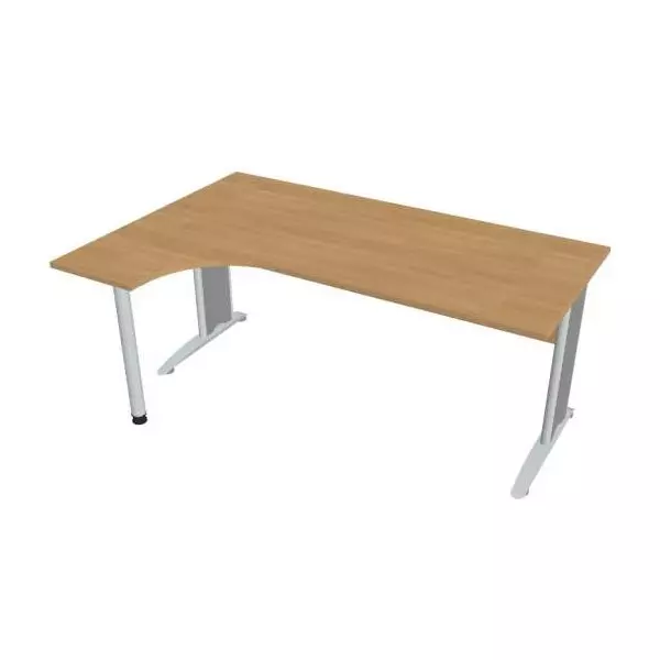 Pracovný stôl Cross, ergo, pravý, 180x75,5x120 cm, dub/kov
