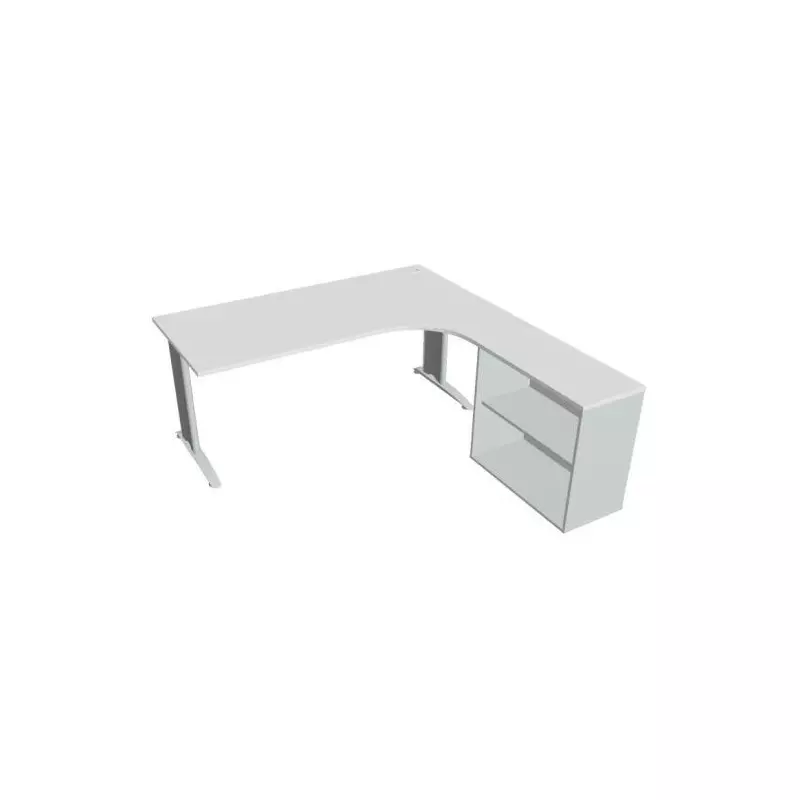 Pracovný stôl Flex, ergo, ľavý, 180x75,5x200,0 (80x40) cm, biela/kov Pracovný stôl Flex, ergo, ľavý, 180x75,5x200,0 (80x40) cm, biela/kov