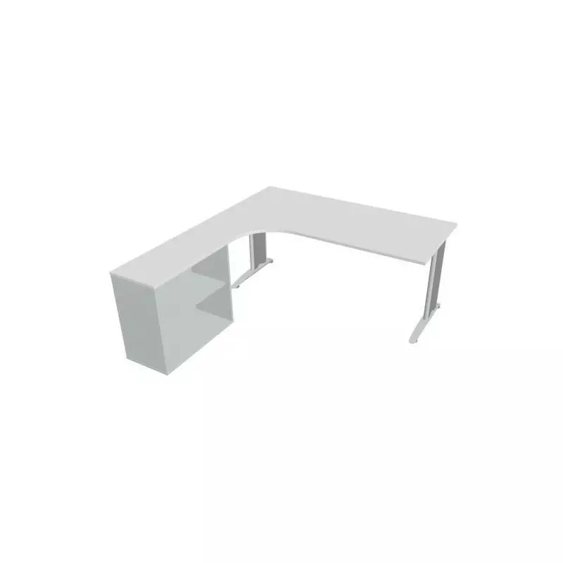 Pracovný stôl Flex, ergo, pravý, 180x75,5x200,0 (40x80) cm, biela/kov Pracovný stôl Flex, ergo, pravý, 180x75,5x200,0 (40x80) cm, biela/kov