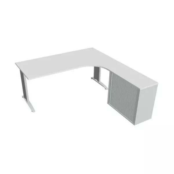 Pracovný stôl Flex, ergo, ľavý, 180x75,5x200,0 (80x40) cm, biela/kov