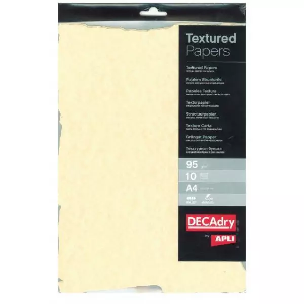 Štrukturovaný papier Pergamen champagne otrhaný okraj 95g 10 hárkov