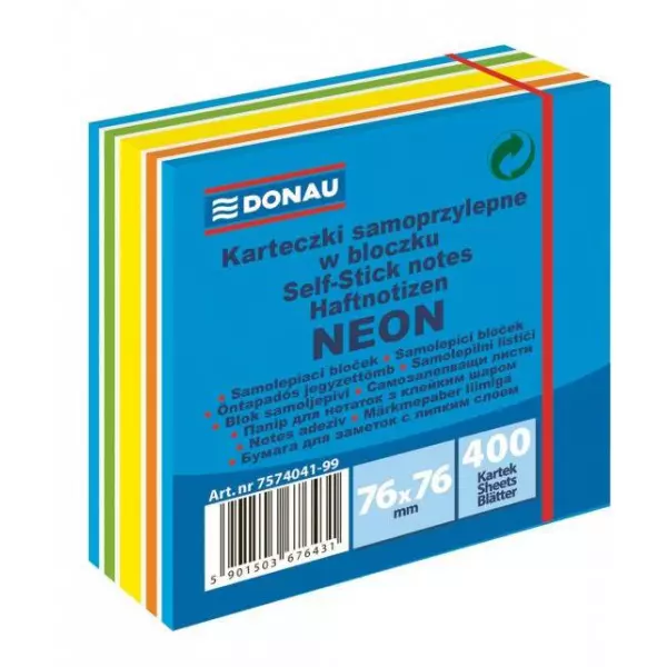Bloček Donau 76x76mm 400l neónová modrá