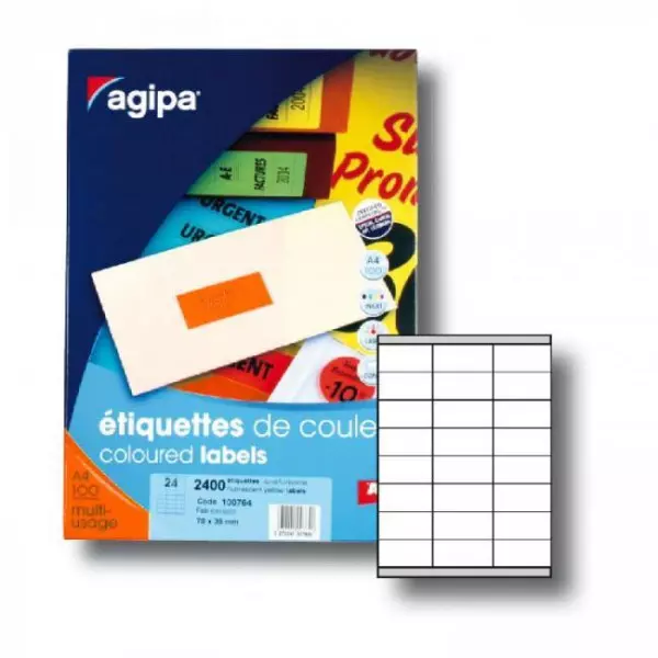 Etikety farebné 70x35mm APLI A4 100 hárkov fluo oranžové