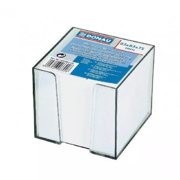 Bloček kocka nelepená 83x83x75mm biela v čírej krabičke