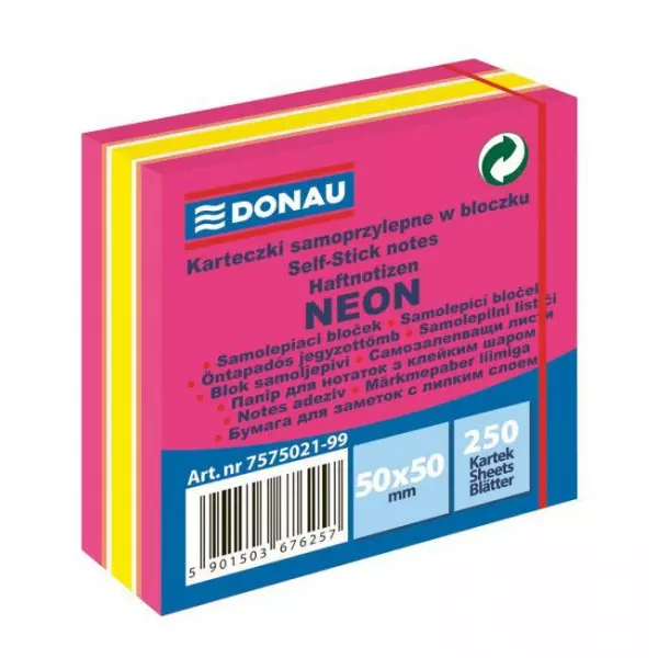 Bloček Donau neónový 50x50mm 250l ružový