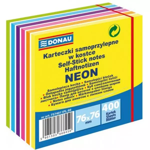 Bloček DONAU 6 neonových farieb 76x76mm 400l