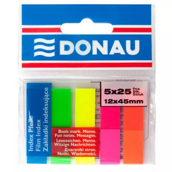 Samolepiace záložky Donau 12x45mm neon