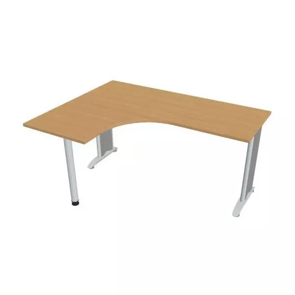 Pracovný stôl Flex, ergo, pravý, 160x75,5x120 (60x60) cm, buk/kov