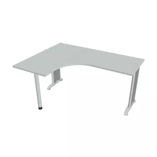 Pracovný stôl Flex, ergo, pravý, 160x75,5x120 (60x60) cm, sivá/kov