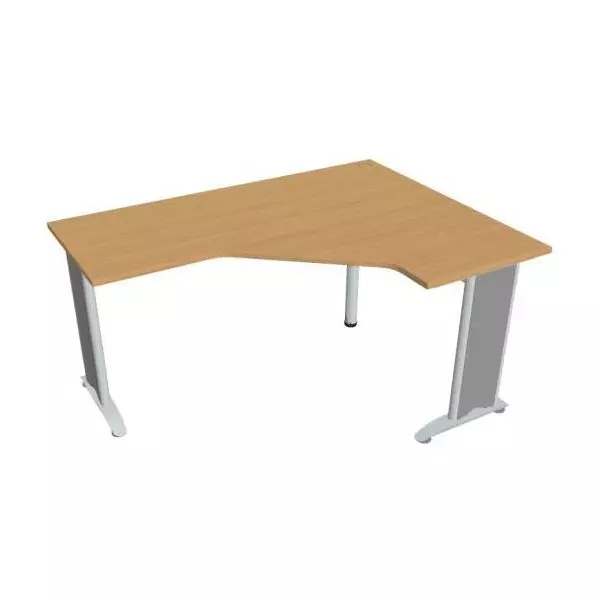 Pracovný stôl Flex, ergo, ľavý, 160x75,5x120 (60x60) cm, buk/kov