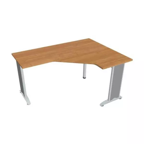 Pracovný stôl Flex, ergo, ľavý, 160x75,5x120 (60x60) cm, jelša/kov